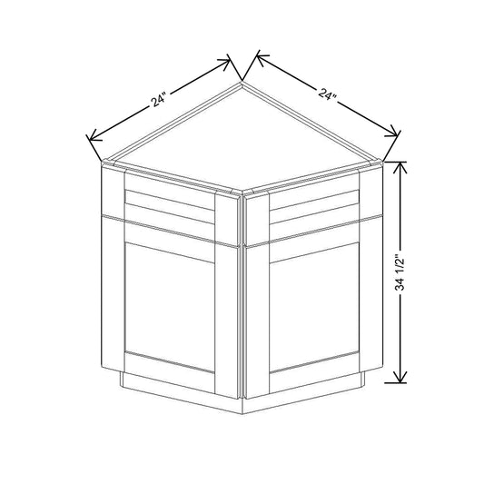 Modernform Cabinet White Shaker 24" W X 34 1/2" H X 24" D Base End Corner Cabinet