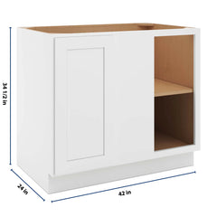 CNC Luxor White 42 To 45" W X 34 1/2" H Full Height Blind Base Cabinet