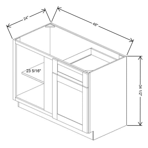 Fabuwood Allure Fusion Dove 48" to 51" W X 34 1/2" H X 24" D Blind Base Cabinet