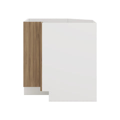 Modernform Cabinet Walnut 33" W X 34 1/2" H X 24" D Base Diagonal Corner w/Lazy Susan Cabinet