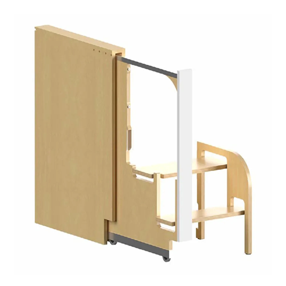 Fabuwood Allure Luna Desert Oak Step Stool Pull Out Installed in Cabinet