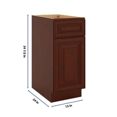 J&K Mahogany J5 Base Waste Bin Pull-Out w/One (1) Bin Cut-out - 15" W