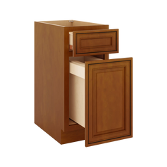 J&K Mocha Glazed K10 Base Waste Bin Pull-Out w/One (1) Bin Cut-out - 15" W