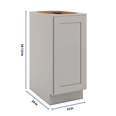 CNC Luxor 5-Piece Misty Grey 15" W Full Height Waste Basket Cabinet