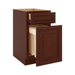 J&K Mahogany J5 Base Waste Bin Pull-Out w/Two (2) Bin Cut-outs - 18" W