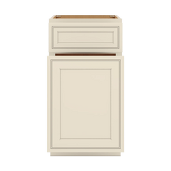 J&K Pearl Glazed H9 Base Waste Bin Pull-Out w/Two (2) Bin Cut-outs - 18" W