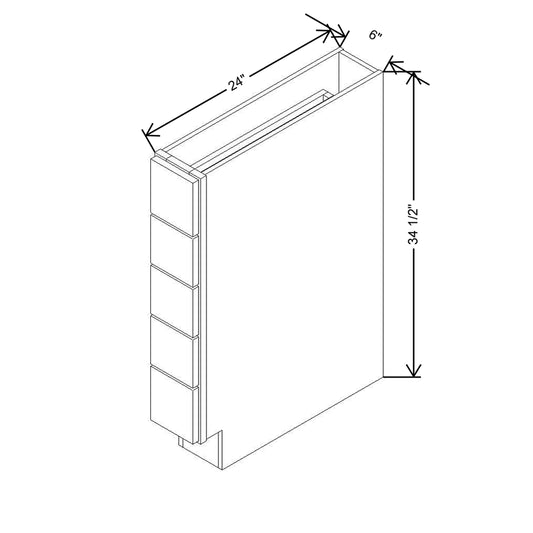Modernform Cabinet White Shaker 06" W X 34 1/2" H X 24" D Base Drawer w/Spice Rack
