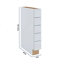 J&K White Shaker S8 Spice Drawer Base - 6" W