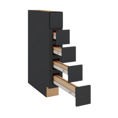 Modernform Cabinet Onyx Black Shaker 06" W X 34 1/2" H X 24" D Base Drawer w/Spice Rack