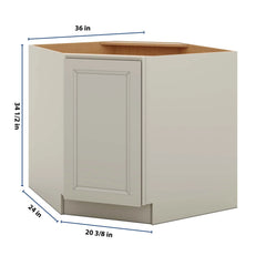 J&K Pebble B6 Base Corner Diagonal w/With Round Lazy-Susan Tray - 36"W