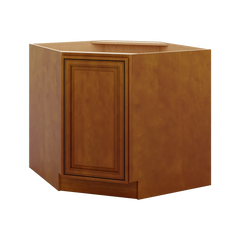 J&K Mocha Glazed K10 Base Corner Diagonal w/With Round Lazy-Susan Tray - 36"W
