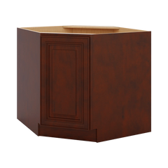 J&K Mahogany J5 Base Corner Diagonal w/With Round Lazy-Susan Tray - 36"W