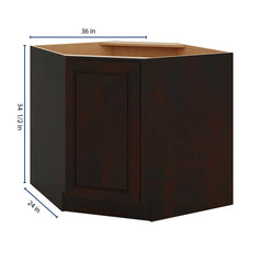 J&K Espresso K8 Base Corner Diagonal w/With Round Lazy-Susan Tray - 36"W