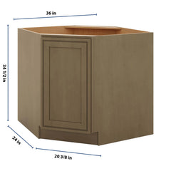 J&K Hazel H8 Base Corner Diagonal w/With Round Lazy-Susan Tray - 36"W