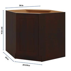 J&K Java Coffee S1 Base Corner Diagonal w/With Round Lazy-Susan Tray - 36"W
