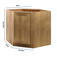 J&K Butterscotch B8 Base Corner Diagonal w/With Round Lazy-Susan Tray - 36"W