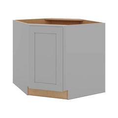 J&K Castle Grey S5 Base Corner Diagonal w/With Round Lazy-Susan Tray - 36"W