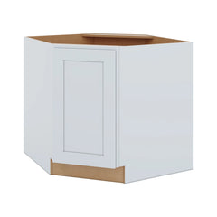 J&K White Shaker S8 Base Corner Diagonal w/With Round Lazy-Susan Tray - 36"W