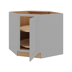 J&K Castle Grey S5 Base Corner Diagonal w/With Round Lazy-Susan Tray - 36"W
