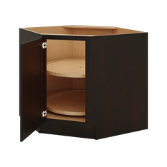 J&K Espresso K8 Base Corner Diagonal w/With Round Lazy-Susan Tray - 36"W