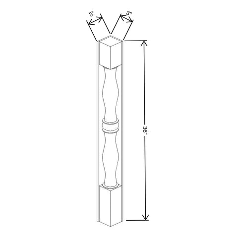 Fabuwood Allure Luna Kona  3"W X 36"H X 3"D  Corner Post