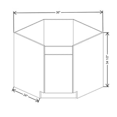 CNC Luxor 5-Piece Misty Grey 36" W Diagonal Corner Sink Base Cabinet