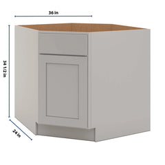 CNC Luxor Misty Grey 36" W Diagonal Corner Sink Base Cabinet