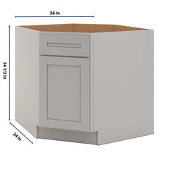 CNC Luxor 5-Piece Misty Grey 36" W Diagonal Corner Sink Base Cabinet