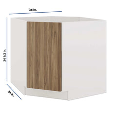 Modernform Cabinet Walnut 36" W X 34 1/2" H X 24" D Diagonal Sink Base Cabinet