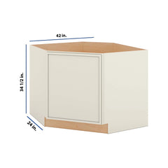 Modernform Cabinet Slim Dove White 42" W X 34 1/2" H X 24" D Diagonal Corner Sink Base Cabinet