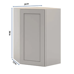 CNC Luxor Misty Grey 24" W X 36" H Diagonal Corner Wall Cabinet