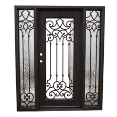 Carmen 5/9x6/8 Wrought Iron Prehung Front Door With Sidelites