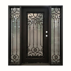 Carmen 5/9x6/8 Wrought Iron Prehung Front Door With Sidelites