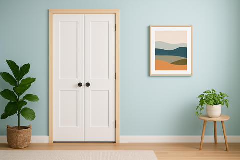 3/0x8/0 White Shaker 2-Panel Solid Core Primed MDF Prehung Interior French Door