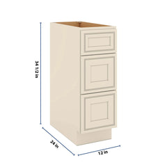 J&K Pearl Glazed H9 Base w/3 Drawers - 12" W