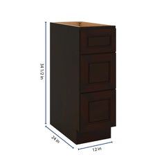 J&K Espresso K8 Base w/3 Drawers - 12" W