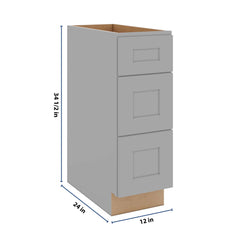 J&K Castle Grey S5 Base w/3 Drawers - 12" W