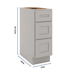 CNC Luxor 5-Piece Misty Grey 12" W X 32 1/2" H 3 Drawer Base Cabinet