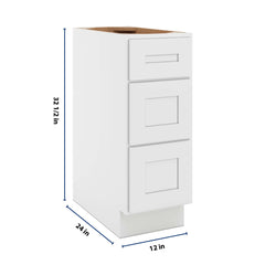 CNC Luxor 5-Piece White 12" W X 32 1/2" H 3 Drawer Base Cabinet