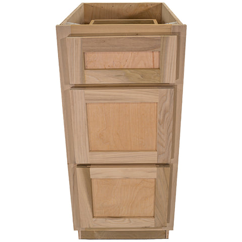 Kitchen Drawer Base Cabinet | Unfinished Poplar | Shaker Style | 15 in. | 3 Drawers