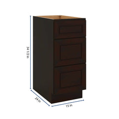 J&K Espresso K8 Base w/3 Drawers - 15" W