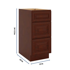 J&K Mahogany J5 Base w/3 Drawers - 15" W