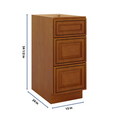 J&K Mocha Glazed K10 Base w/3 Drawers - 15" W