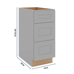 J&K Castle Grey S5 Base w/3 Drawers - 15" W