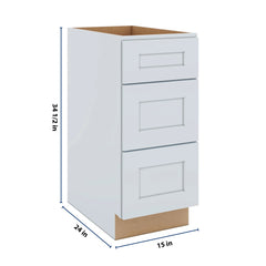J&K White Shaker S8 Base w/3 Drawers - 15" W