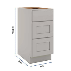 CNC Luxor Misty Grey 15" W X 32 1/2" H 3 Drawer Base Cabinet