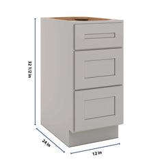 CNC Luxor 5-Piece Misty Grey 15" W X 32 1/2" H 3 Drawer Base Cabinet