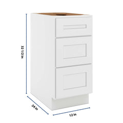 CNC Luxor 5-Piece White 15" W X 32 1/2" H 3 DraW X 32 1/2" Her Base Cabinet