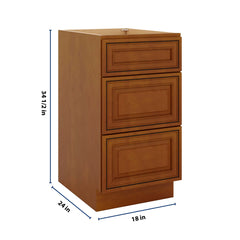 J&K Mocha Glazed K10 Base w/3 Drawers - 18" W
