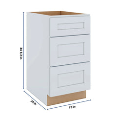 J&K White Shaker S8 Base w/3 Drawers - 18" W